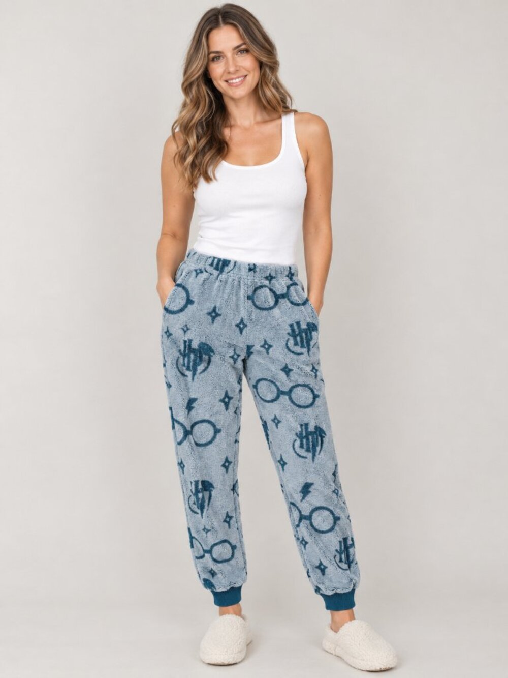Harry Potter Wizarding World Fleece Jogger Pajama Pants Blue Small
